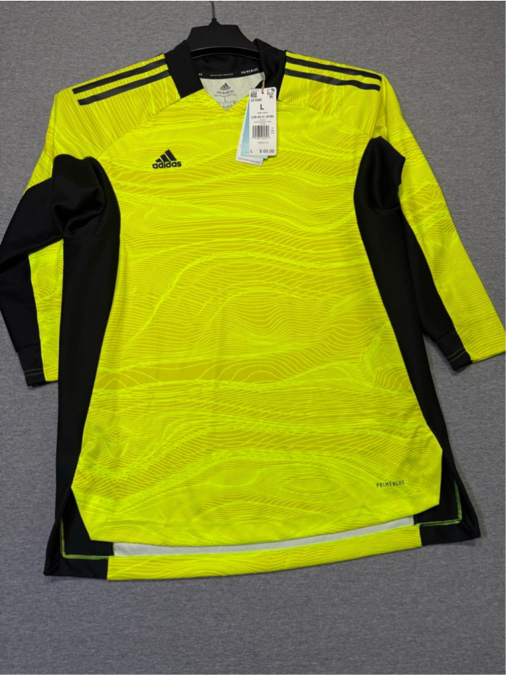 Men's Adidas Neon Green & Black 3/4 Sleeve Jersey or shirt recycled L